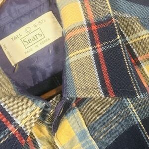 Sears Mens Vintage Plaid Button Down Shirt Size Large Casual Outdoor